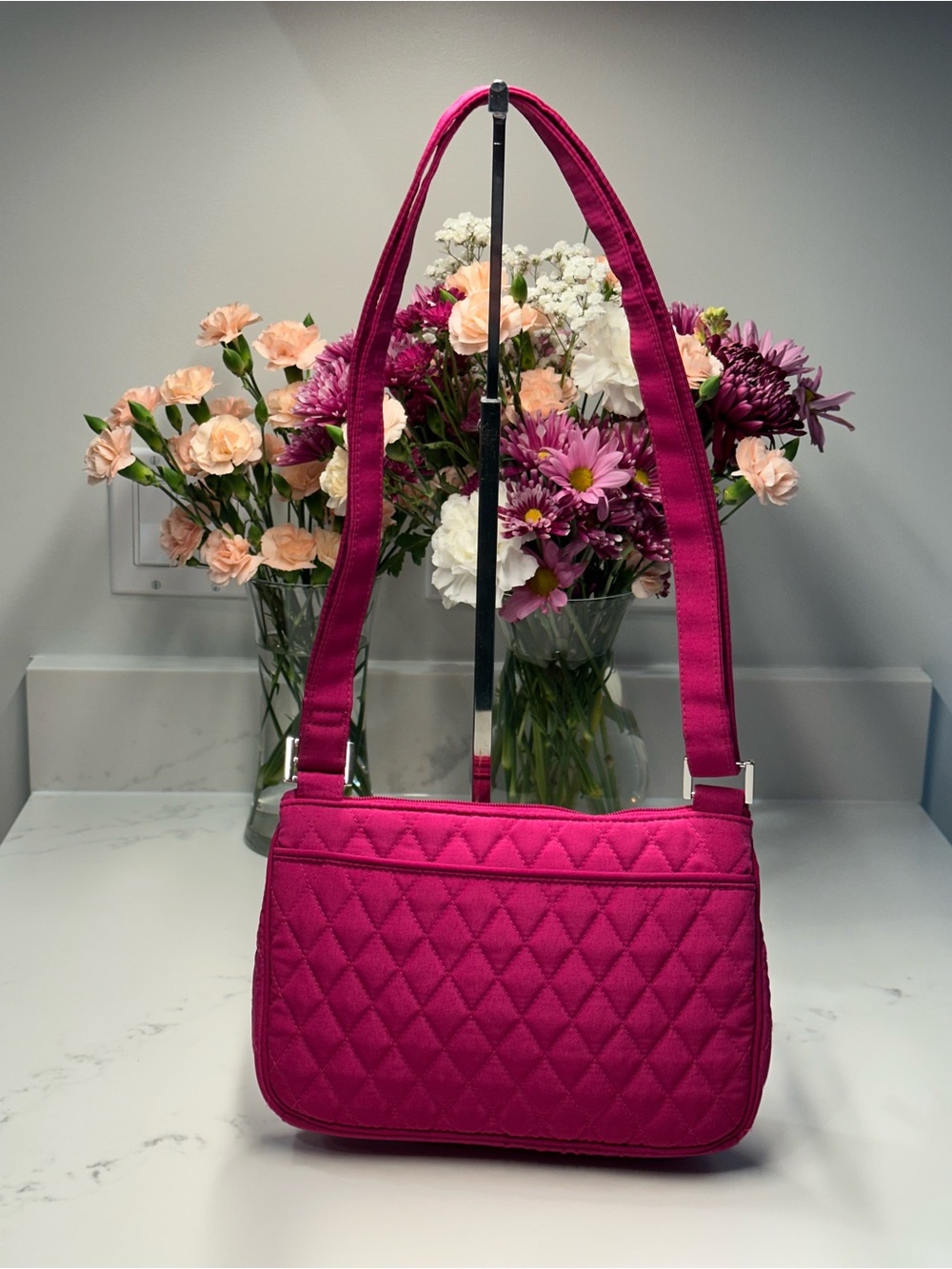 🌹 Vera Bradley Little Hipster Vibrant Fuchsia Quilted Crossbody Bag - Picture 2 of 11